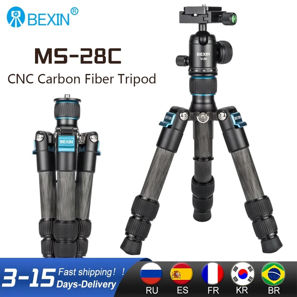 Becin – trépied Portable en Fiber de carbone, support de voyage léger, Mini trépied vidéo de table a