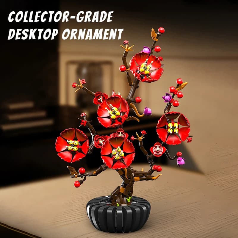 [599PCS] Modèle de blocs de construction en forme de fleur de prunier, 14+, ornement de bureau de qu