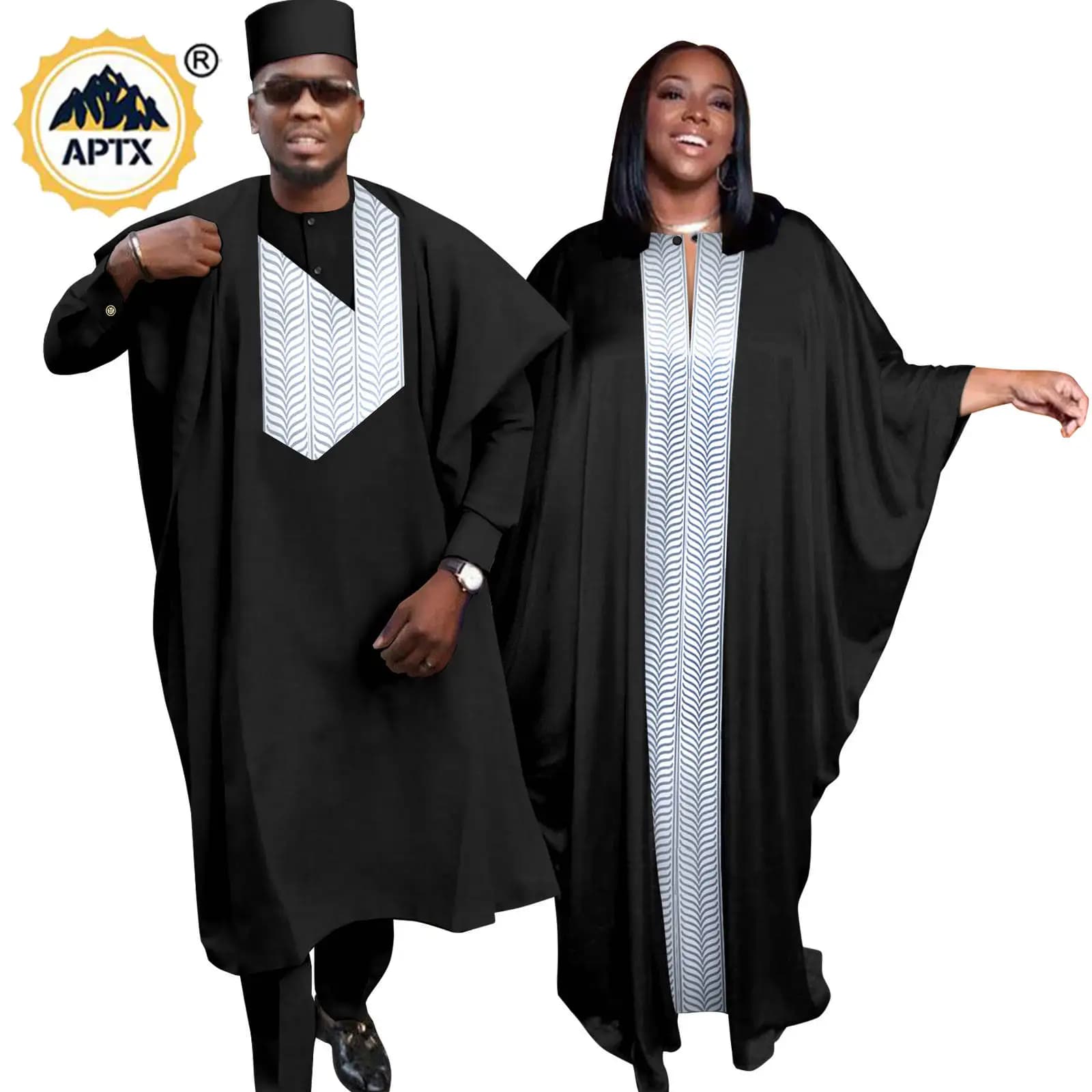 Abaya-Robes Africaines pour Femmes et Hommes, Tenues Assorties, Robes Musulmanes, Ensembles Haut et 