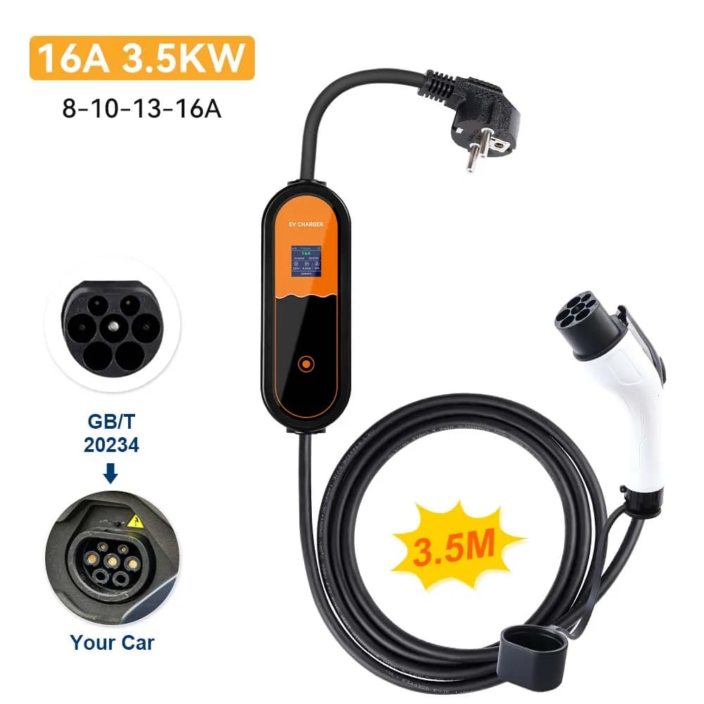  ﻿ Chargeur de voiture Portable EV 3,5 kw Type 2, Type 1 GB/T 16A, charge rapide, 1 phase, prise ue