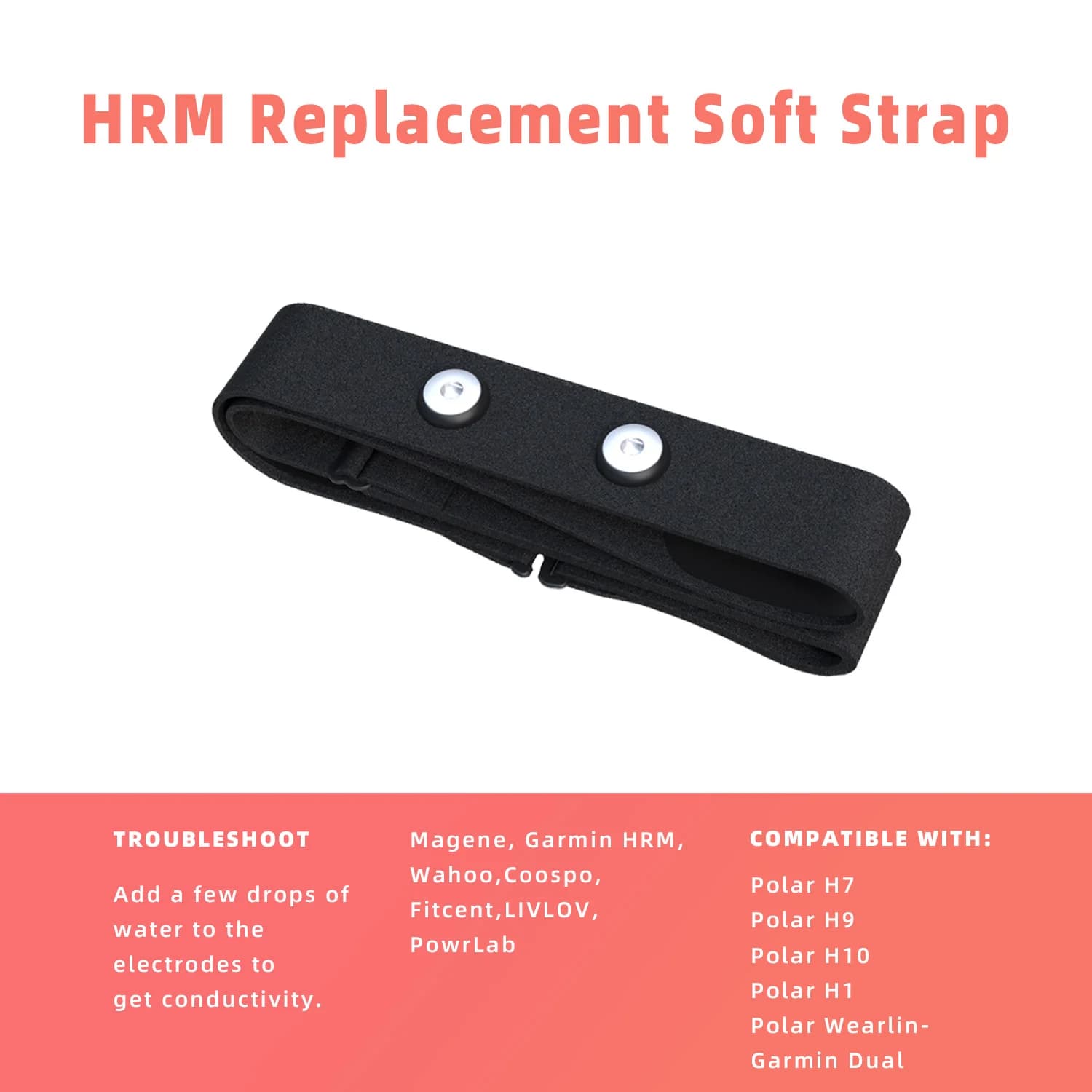 Sangle de remplacement pour moniteur de fréquence cardiaque, 1 pièce, Compatible avec Polar H7 H9 H1