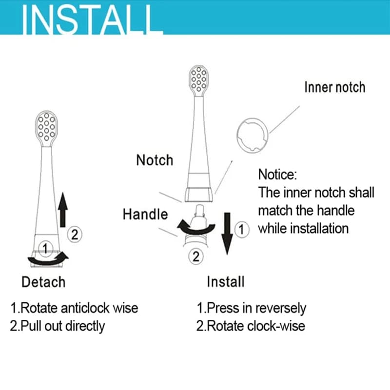 Têtes de rechange pour brosse à dents électrique Seago SG902/SG602, 0-3 ans, soins d'hygiène buccale