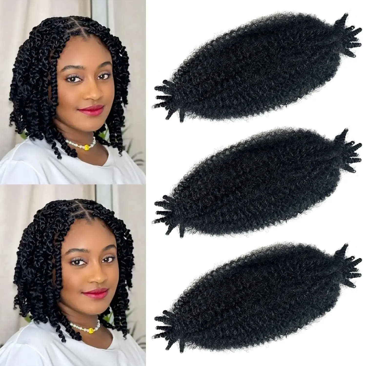 Cheveux Afro torsadés élastiques, 1/3/8 paquets de cheveux tressés Marley torsadés pré-séparés, adap