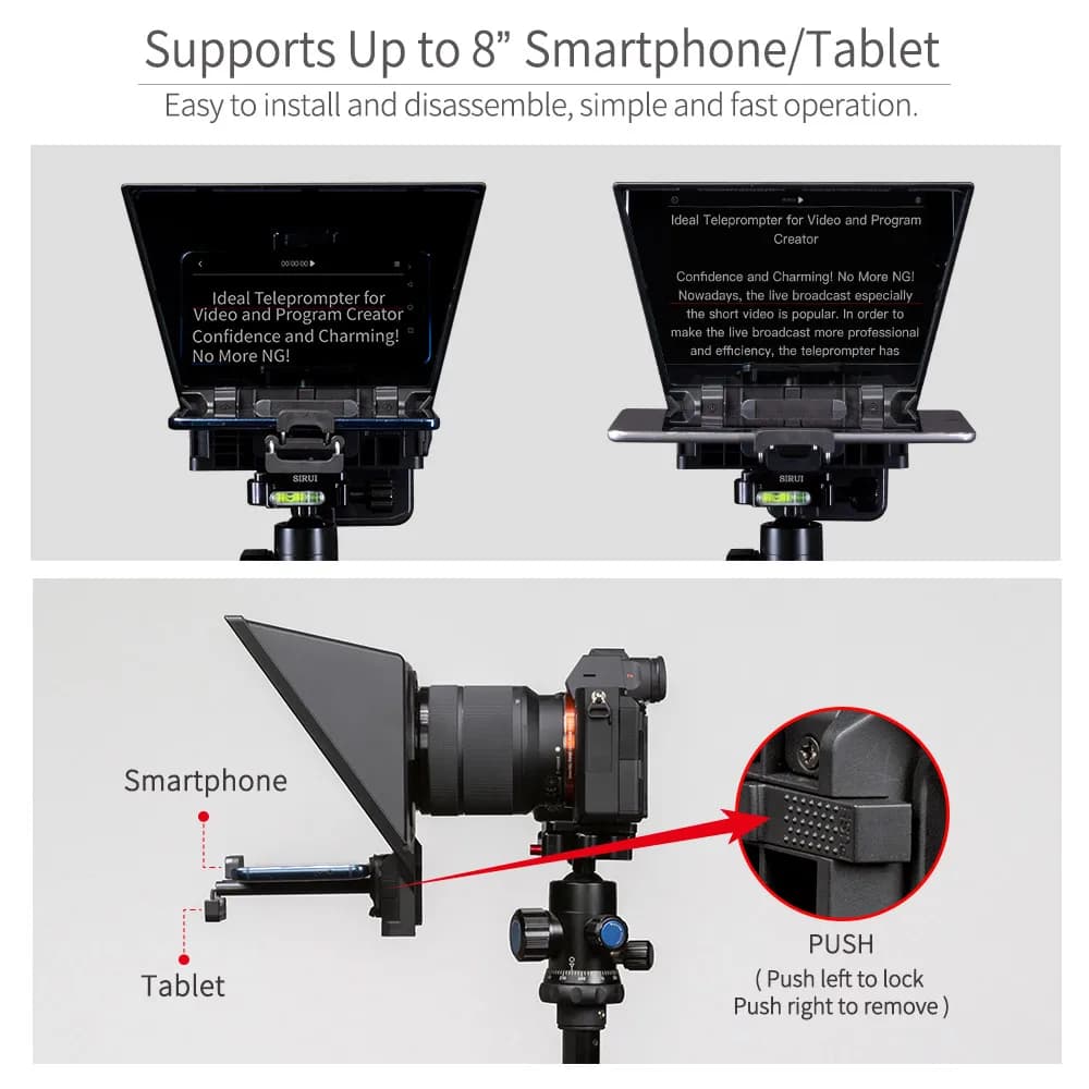 FEELWORLD Mini téléprompteur TP2A 8 pouces Portable prend en charge les moins de 8 "Smartphone table
