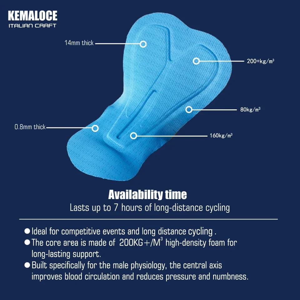 KEMALOCE hommes pantalons de cyclisme été et automne séchage rapide bleu/noir/gris Gel Pad vtt vélo 