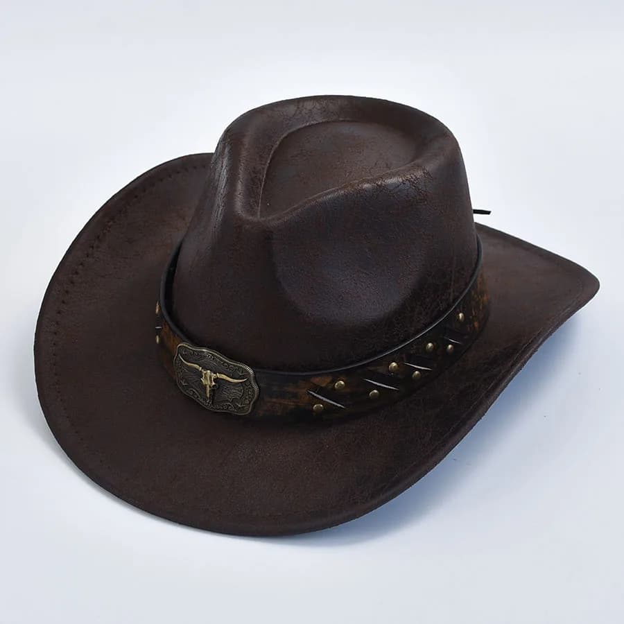 Chapeaux de Cowboy Western pour Hommes et Femmes, Faux Cuir, Vintage, Gentleman, Jazz, Sombrero Zone