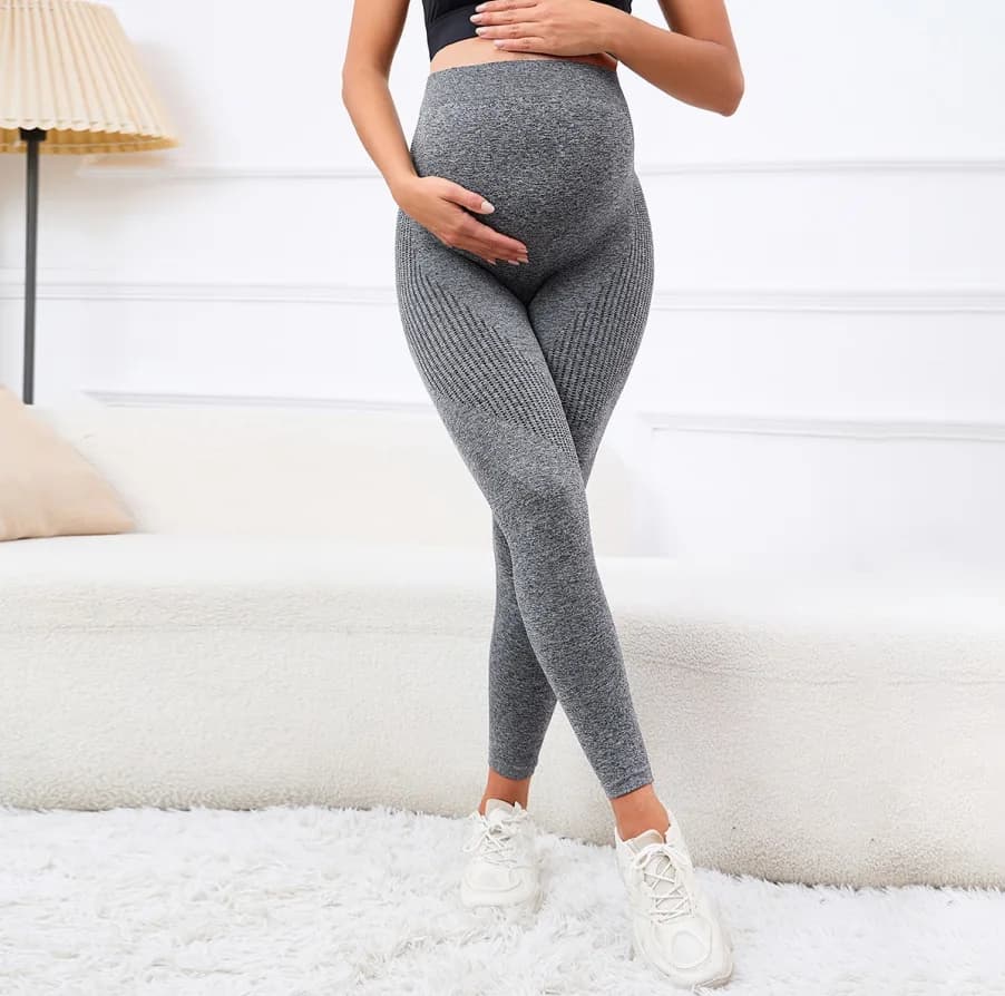Leggings de maternité élastiques taille haute, slim pour femmes enceintes, soutien du ventre post-pa