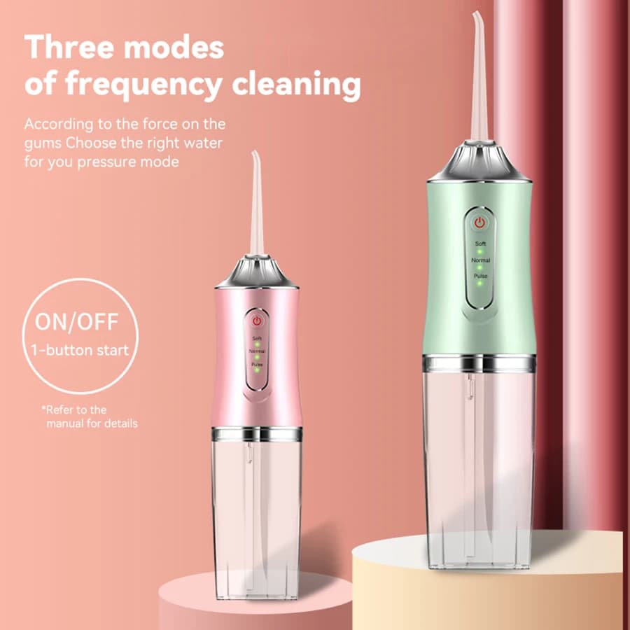 Irrigateur buccal Portable, Jet d'eau dentaire, Rechargeable par USB, pointe de cure-dents, 220ml, 3