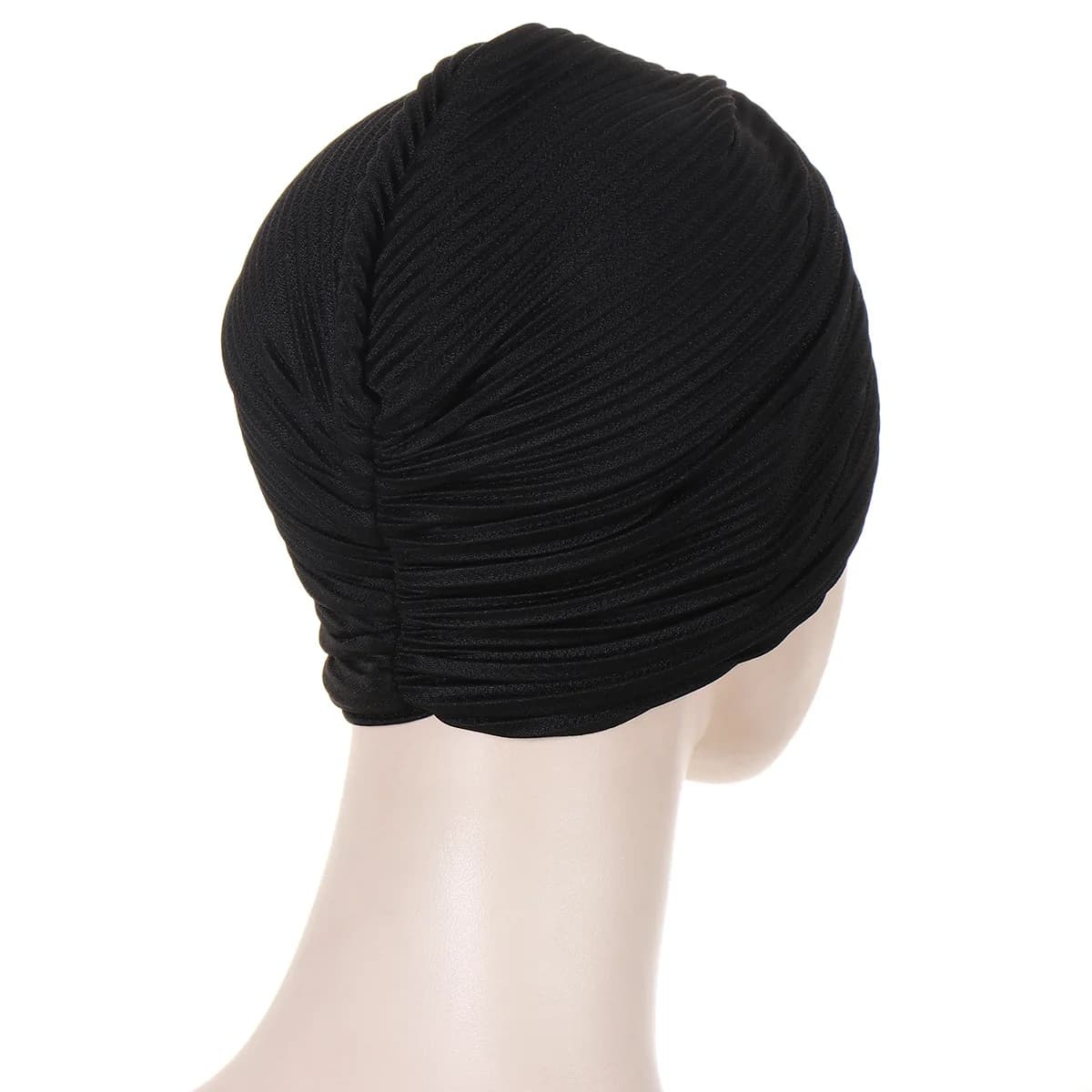Turban Torsadé pour Femme Musulmane, Écharpe de Sauna, Bonnet Extensible, Couvre-Chef en Coton Solid