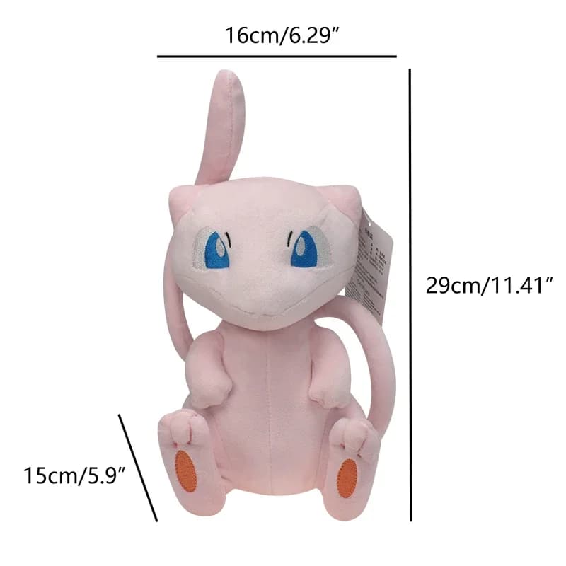 Peluche Pokémon Mew, peluche kawaii de dessin animé Go dex Mew, jouets en peluche doux, poupée anime