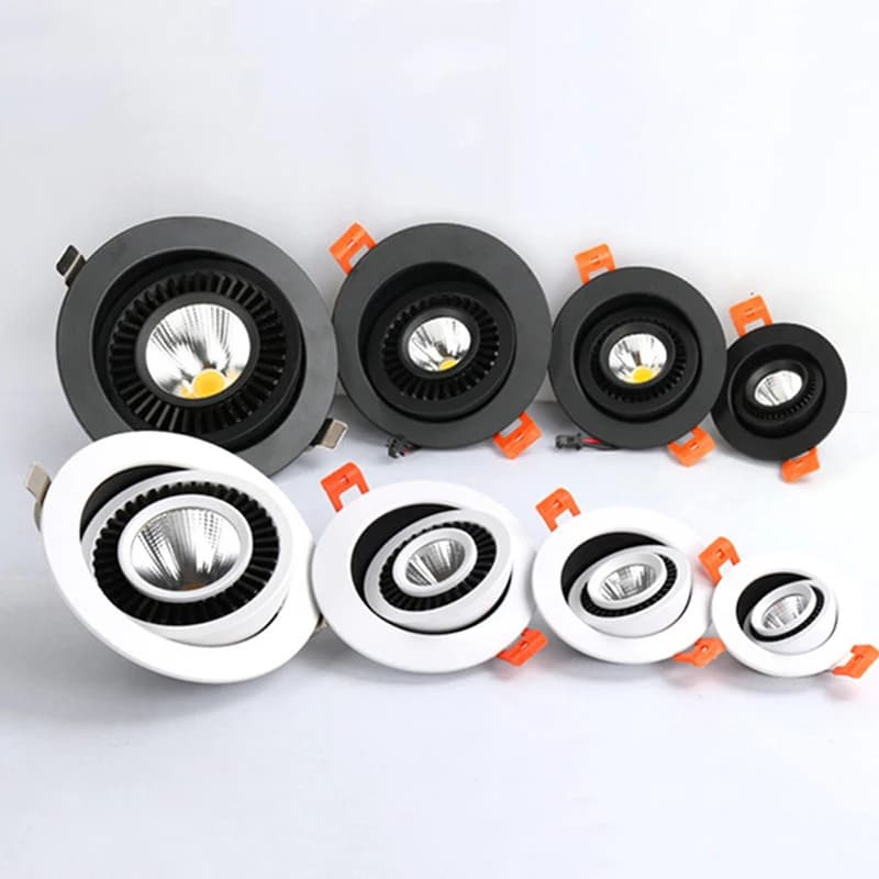 Spot circulaire à intensité variable 360 °   Angle réglable LED intégré COB Downlight 9W 12W 15W pla