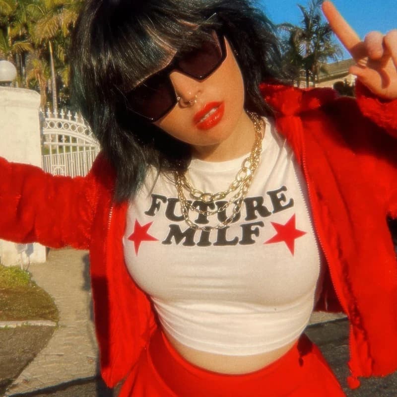 90s FUTURE MILF Stars Imprimer T-shirts Mode Décontracté O Cou Manches Courtes Hauts Y2K D'été Sexy 