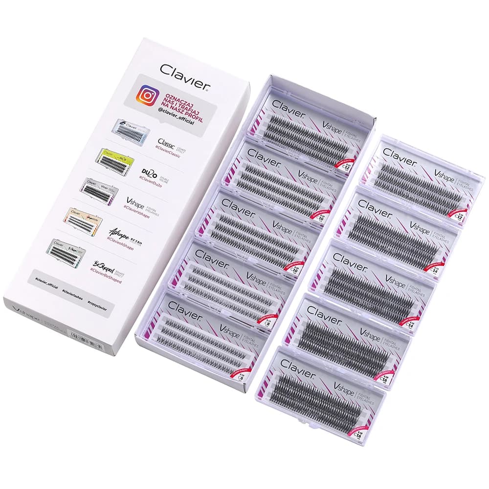 Clavier Vshape ensemble de cils aspect d'extension naturelle cils de type C 10 boîtes par ensemble m