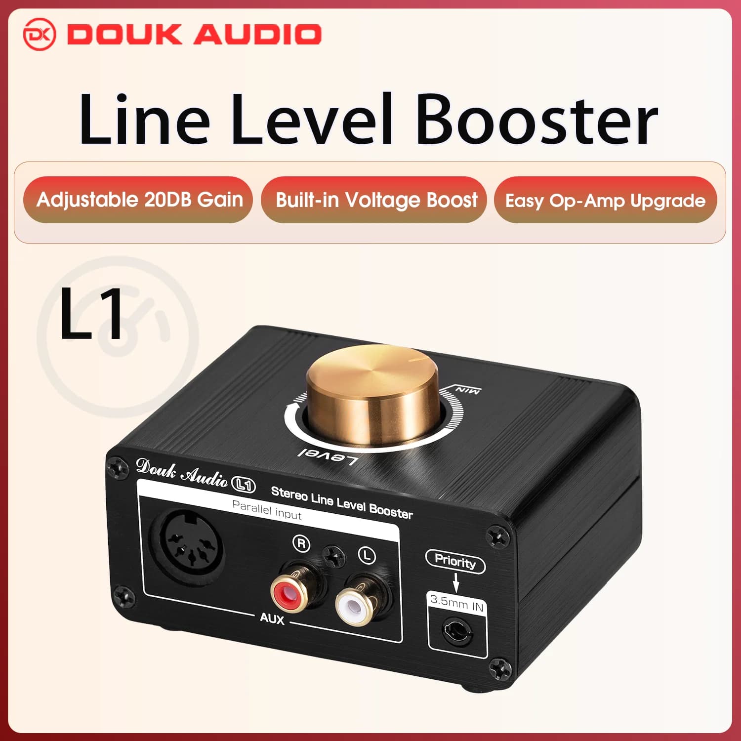 Douk Audio L1 Mini amplificateur de niveau de ligne stéréo, amplificateur de signal audio, préampli 