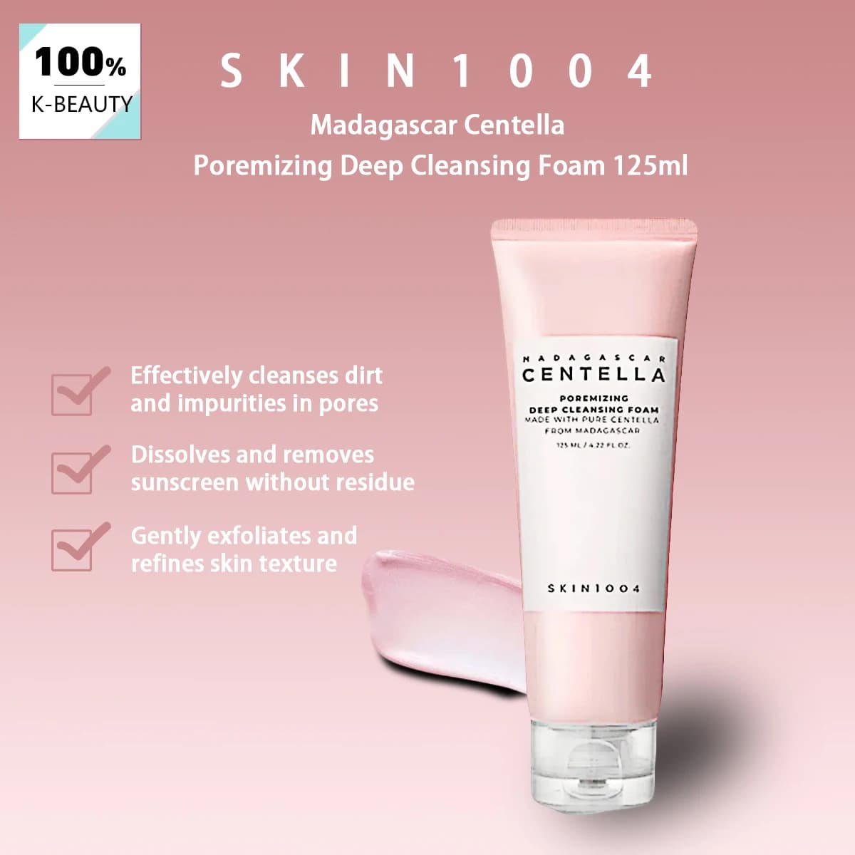 SKIN1004 Madagascar Centella Poremizing Deep Cleansing Foam 125ml, Mousse nettoyante riche et abonda
