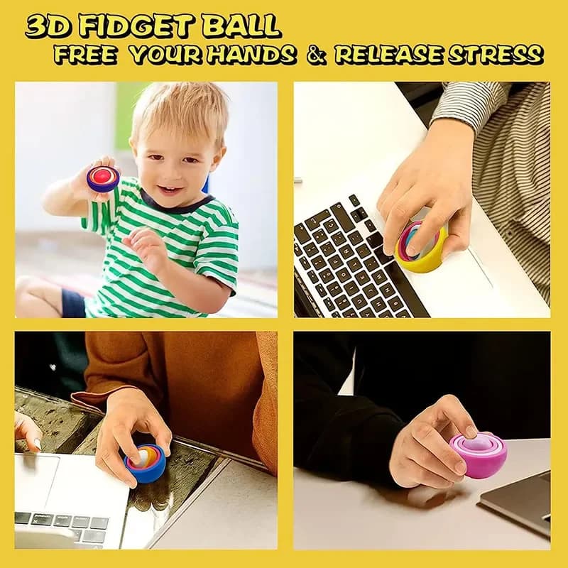 Boule rotative 3D Fidget Gyro jouets sensoriels main Fidget Spinner Gyroscope pour enfants adolescen