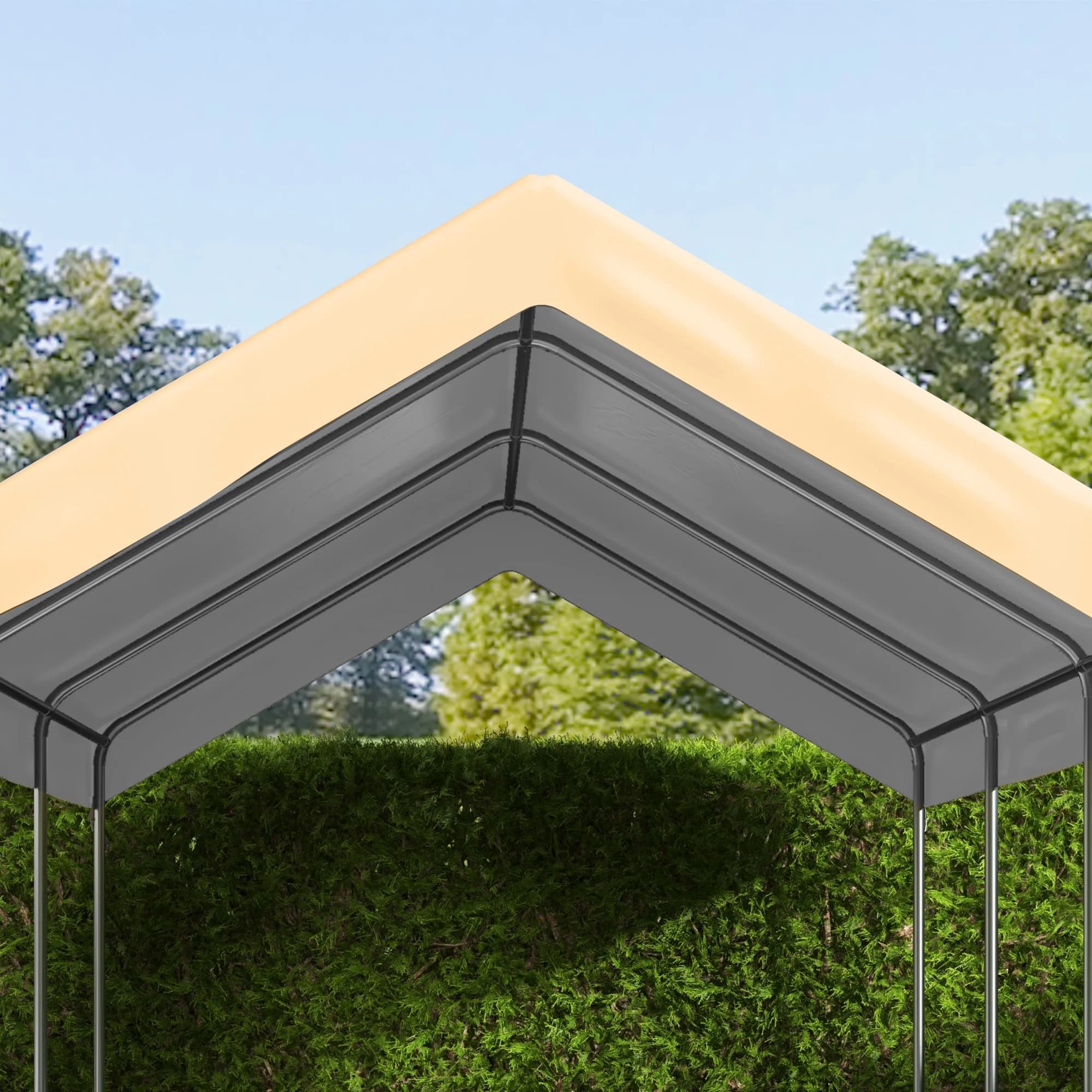 Outsunny-Juste de remplacement pour carport 10x20, beige, avec cordons de duextrêmes