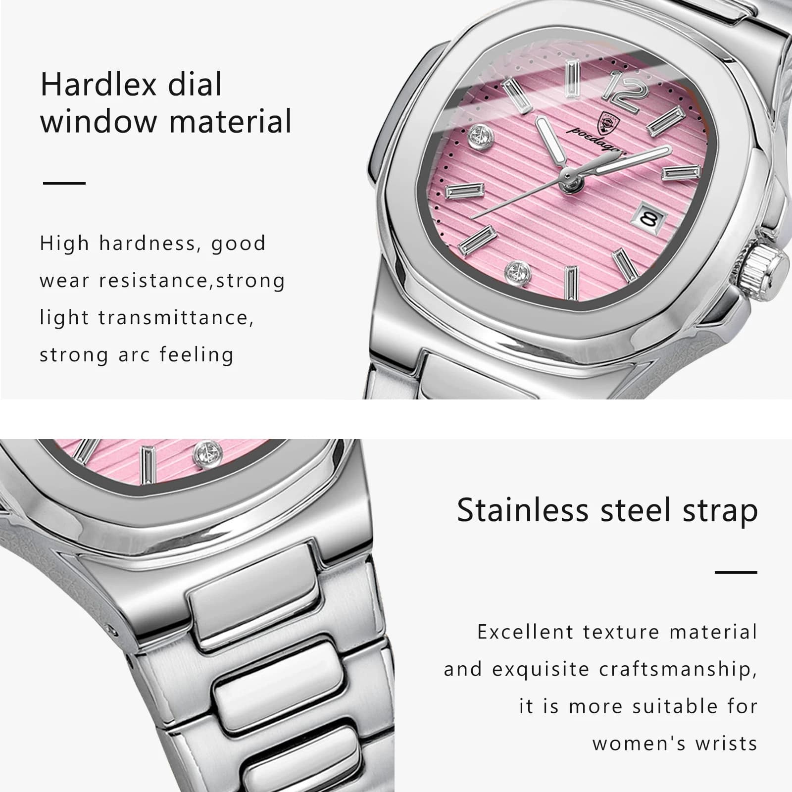 POEDAGAR carré mode femme montre-bracelet lumineux étanche Date dames montre de luxe de haute qualit