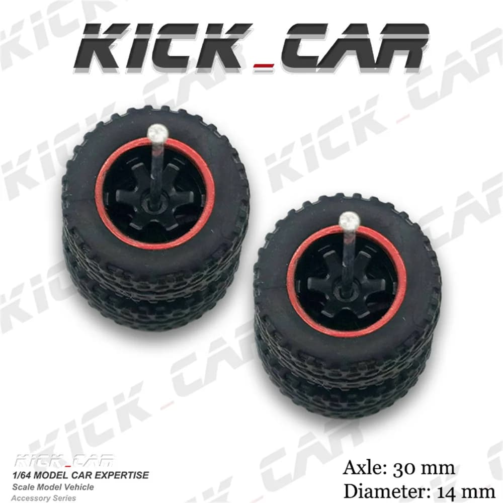KICARMOD Pneus en caoutchouc et roues de voiture en métal moulé sous pression 1/64 pour véhicules to