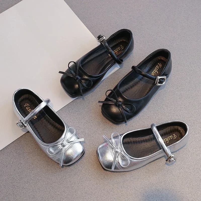 Chaussures de princesse en cuir pour filles, Mary Janes, simples, classiques, avec nœud papillon, Ch