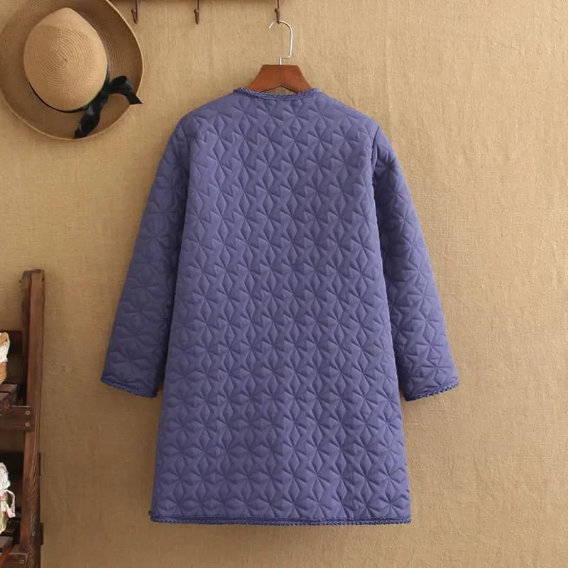 Manteau rembourré en coton mi-long pour femme, bouton simple, bouton NucleoSquare, poche chaude, doc