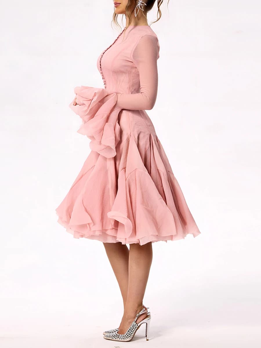 TWOTWINSTYLE – robe plissée irrégulière pour femmes, Patchwork, mode, manches longues lanterne, tail