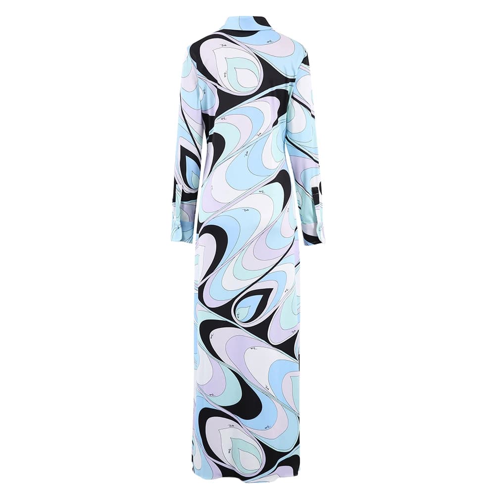 Robes à revers élégantes pour femmes, mode ample, jupe longue à boutons, amincissante, taille haute,