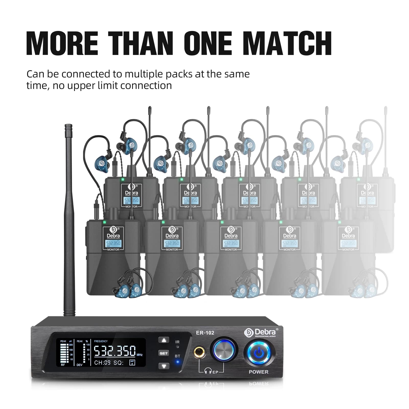 Debra ER-102 UHF canal unique dans l'oreille moniteur de scène système sans fil avec émetteur Multip