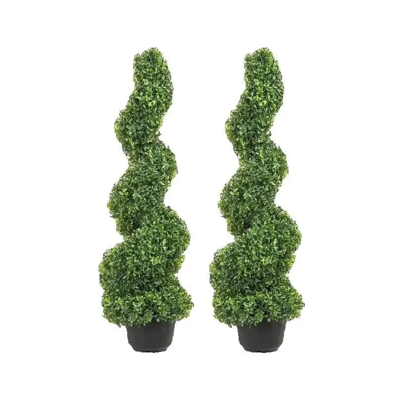 SucceBuy 1/2 pièces tour de buis artificielle topiaire spirale plante artificielle 24/36/48 pouces d