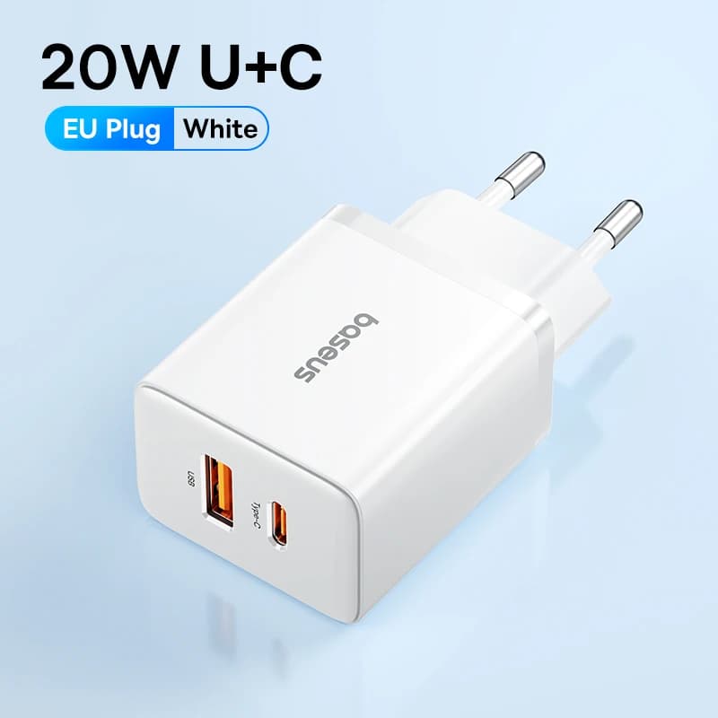 Baseus 20W chargeur USB double Port de charge Support Type C PD chargeur de téléphone à charge rapid