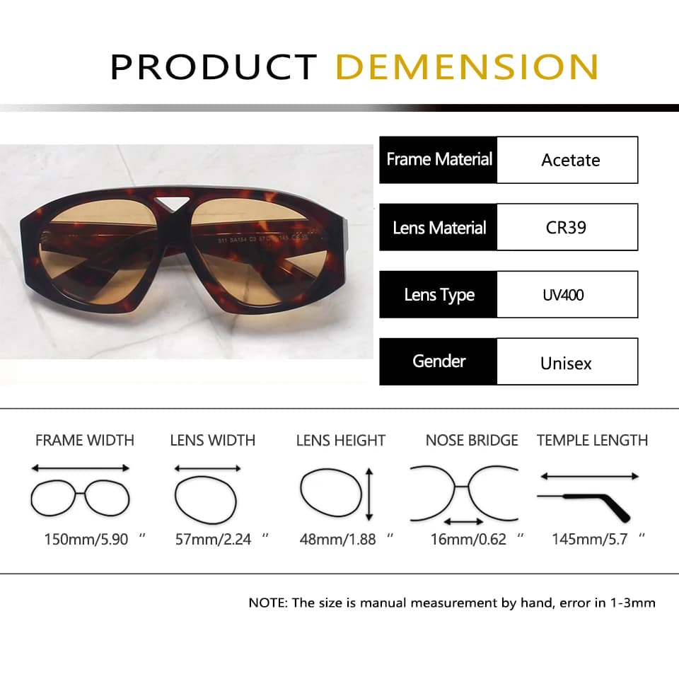 Y2K Punk lunettes surdimensionnées Aviation sport lunettes de soleil hommes femmes à la main acétate