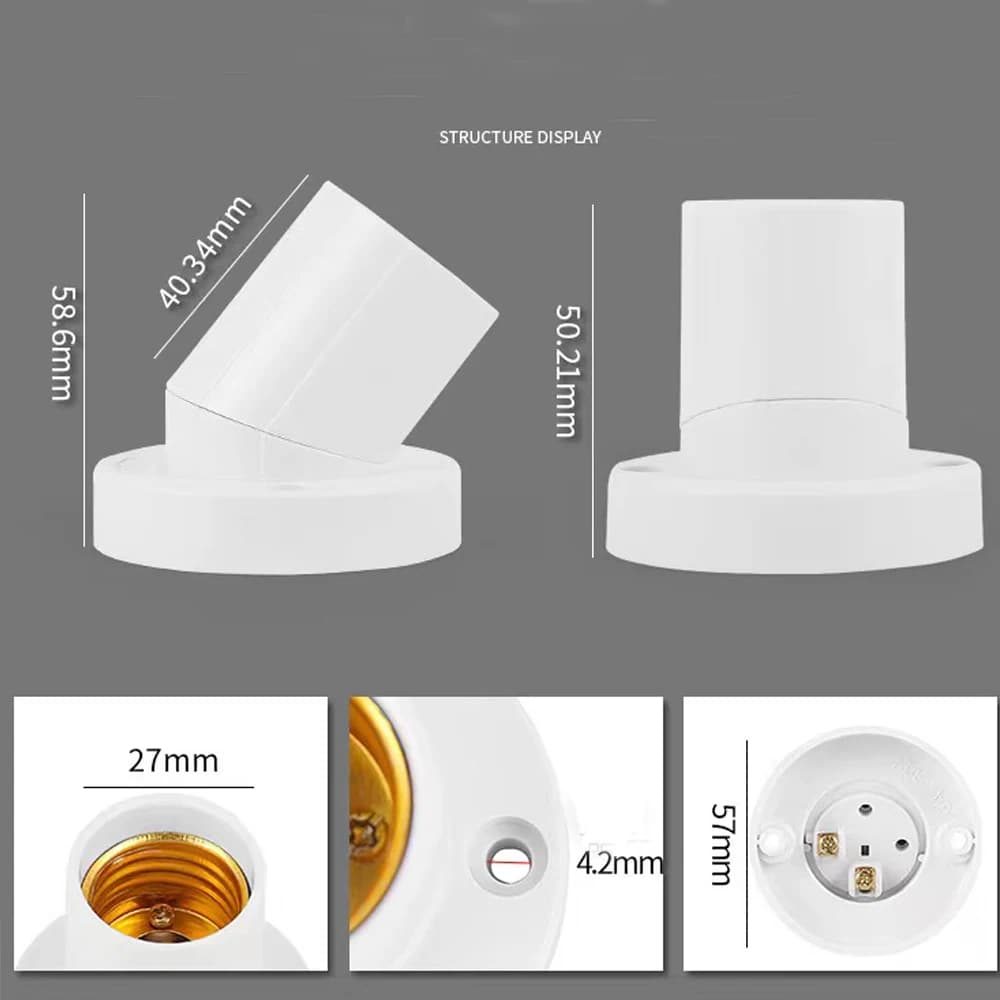 Support de lampe rotatif droit Oblique E27, 1 pièce, vis plate 10A, Base de tête d'ampoule d'éclaira