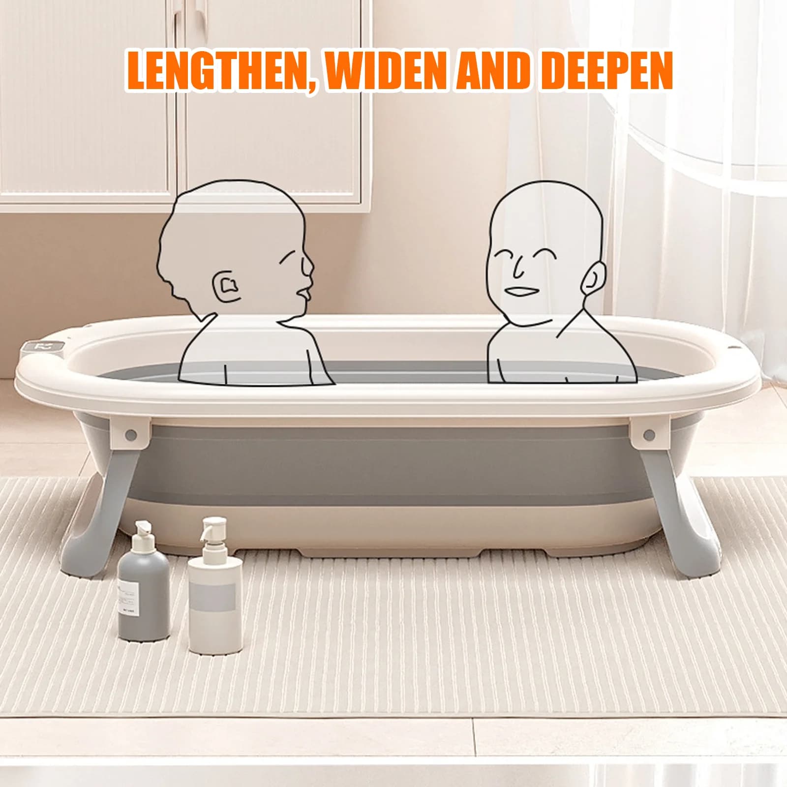 Baignoire Bébé Pliable  - Avec Coussin De Bain Et Thermomètre Intégré - Idéal Pour Cadeau De Naissan