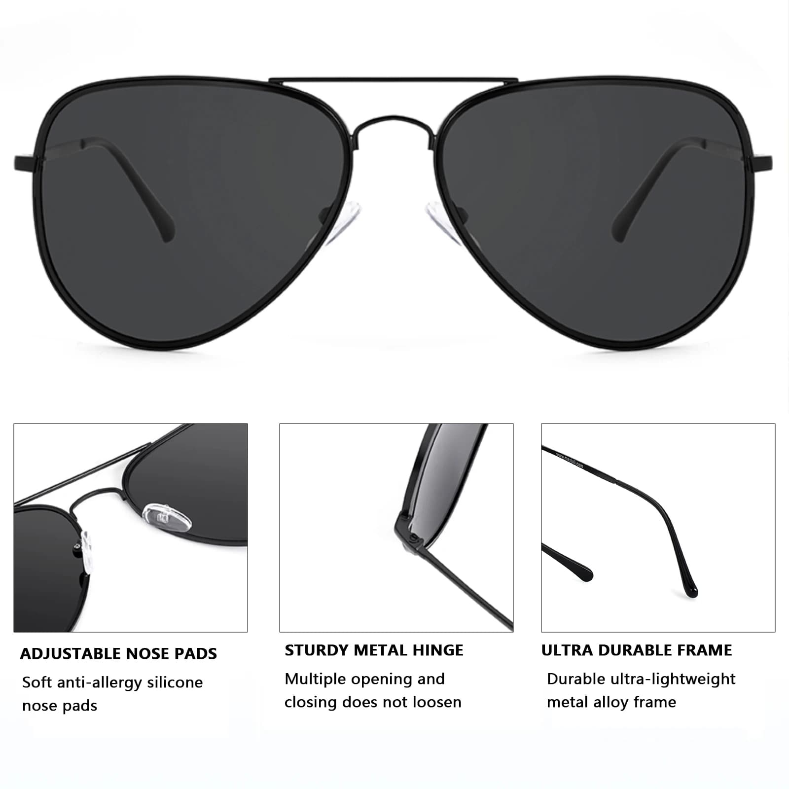 MAXJULI Lunettes de soleil polarisées pour grandes têtes hommes femmes 8123