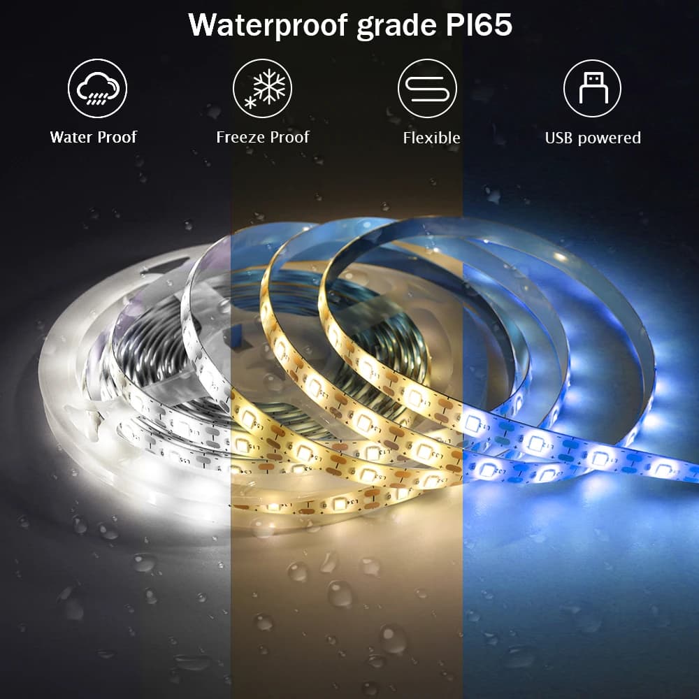 Bande lumineuse LED USB 5V, batterie SMD 2835 3528 60LED 0.5m 1m 2m 5m, blanc froid, ruban bleu chau