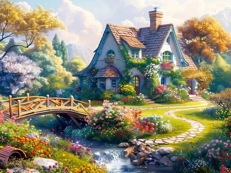 Huacan bricolage diamant peinture maison jardin diamant mosaïque paysage Kit complet peintures décor