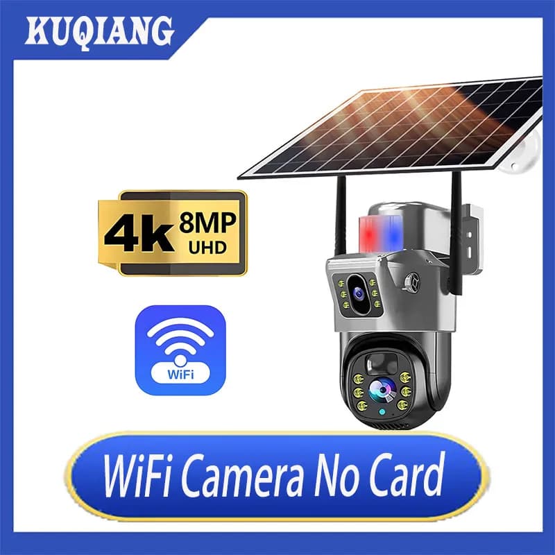4K 8MP caméra solaire WiFi extérieure double écran caméra de Surveillance sans fil PIR suivi automat