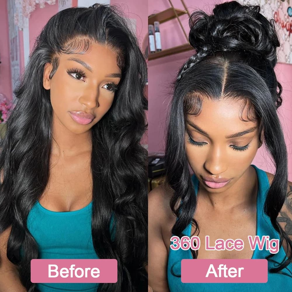 Perruque Lace Front Wig Body Wave brésilienne, cheveux 360 naturels, 13x6, Full HD, 100% de densité,