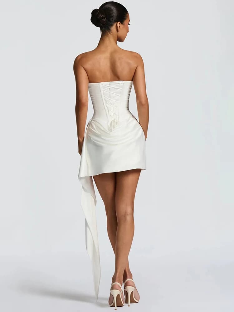 Mini robe élégante sans bretelles, Corset Sexy, épaules dénudées, froncée, dos nu, rose, soirée, inv