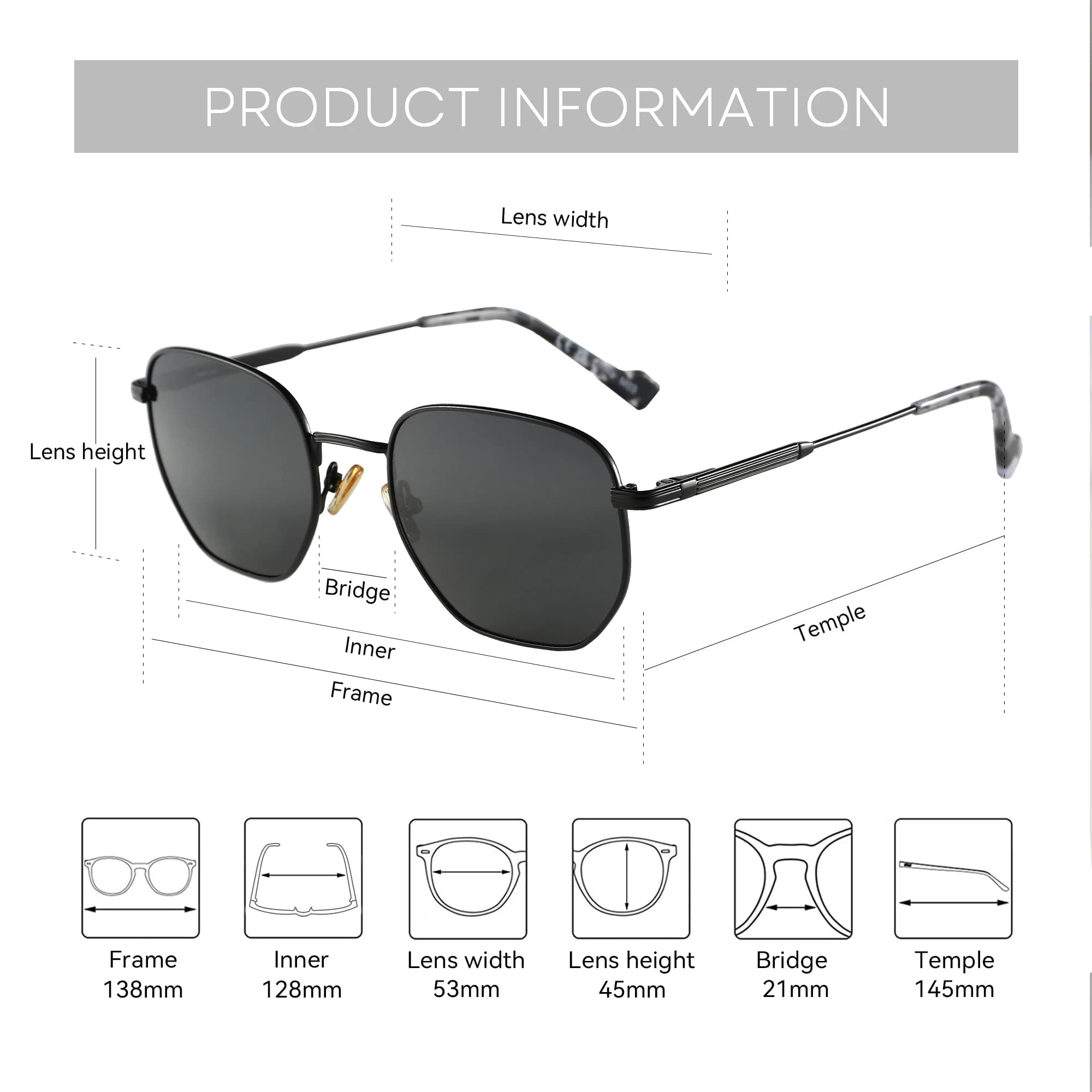 ZENOTTIC Lunettes de soleil polarisées à géométrie hexagonale tendance pour hommes et femmes, lunett