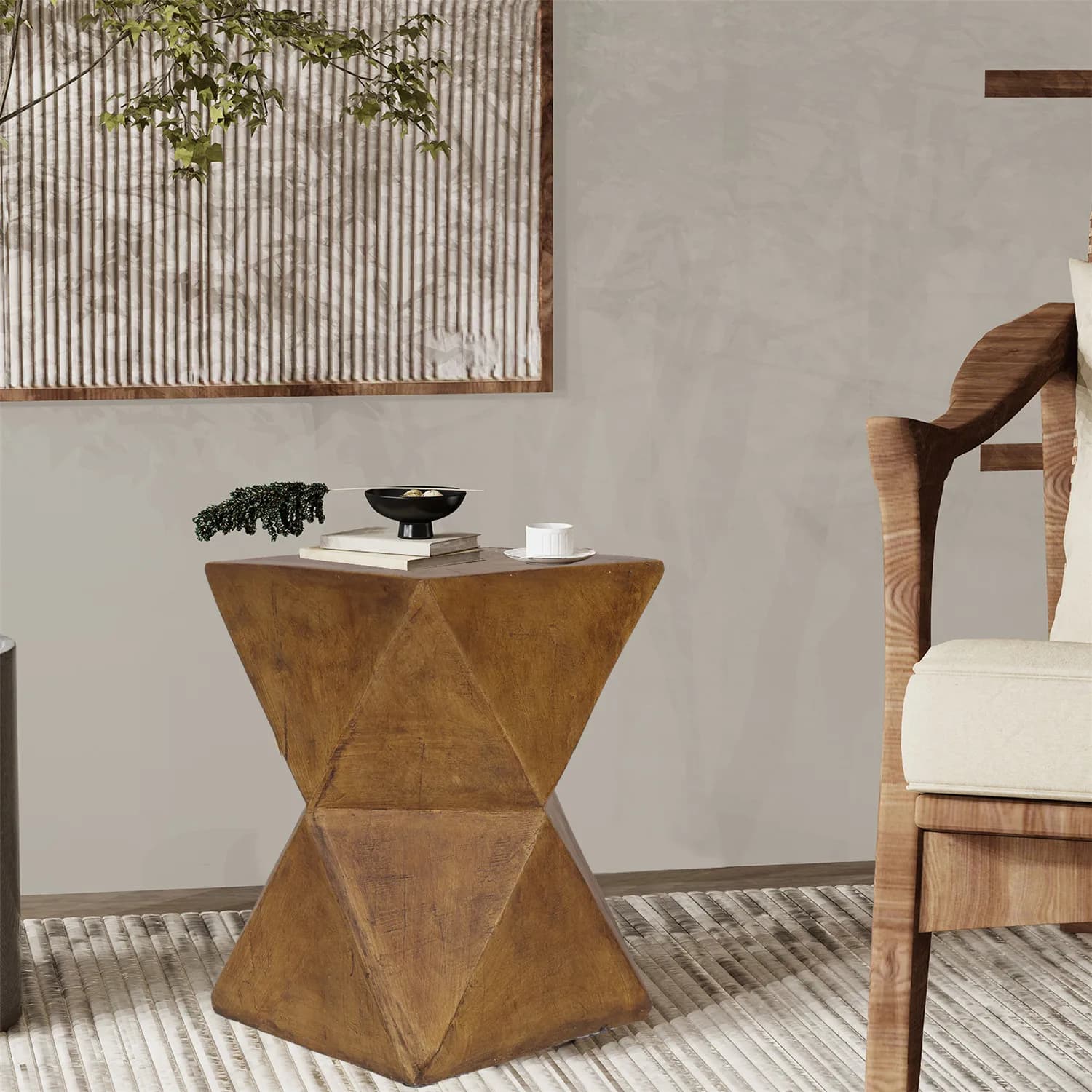 Table d'appoint en béton pour terrasse, table d'appoint pour canapé d'intérieur, table d'appoint pou