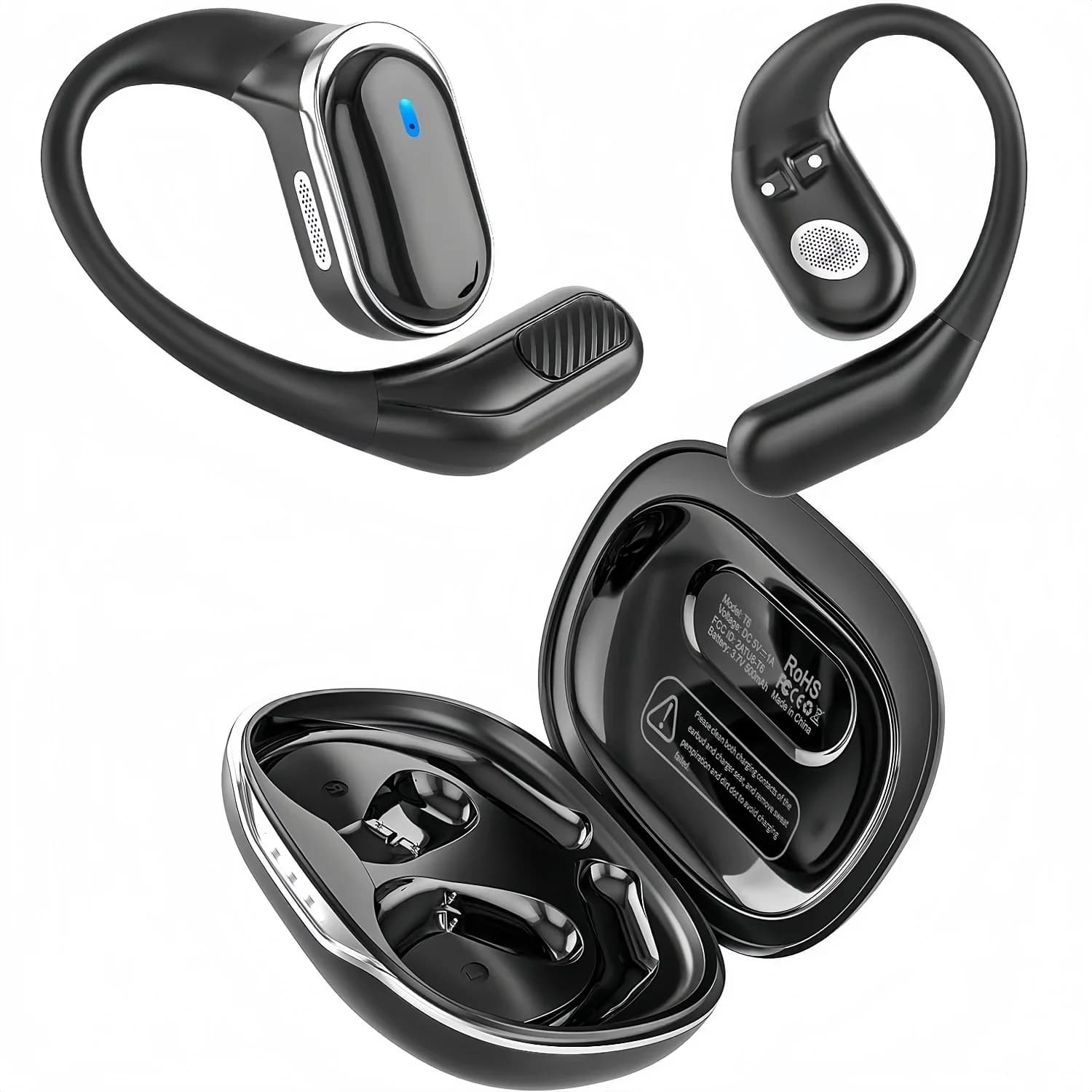 Écouteurs Bluetooth sans fil, avec micro, Conduction d'air, crochet d'oreille, suppression du bruit,
