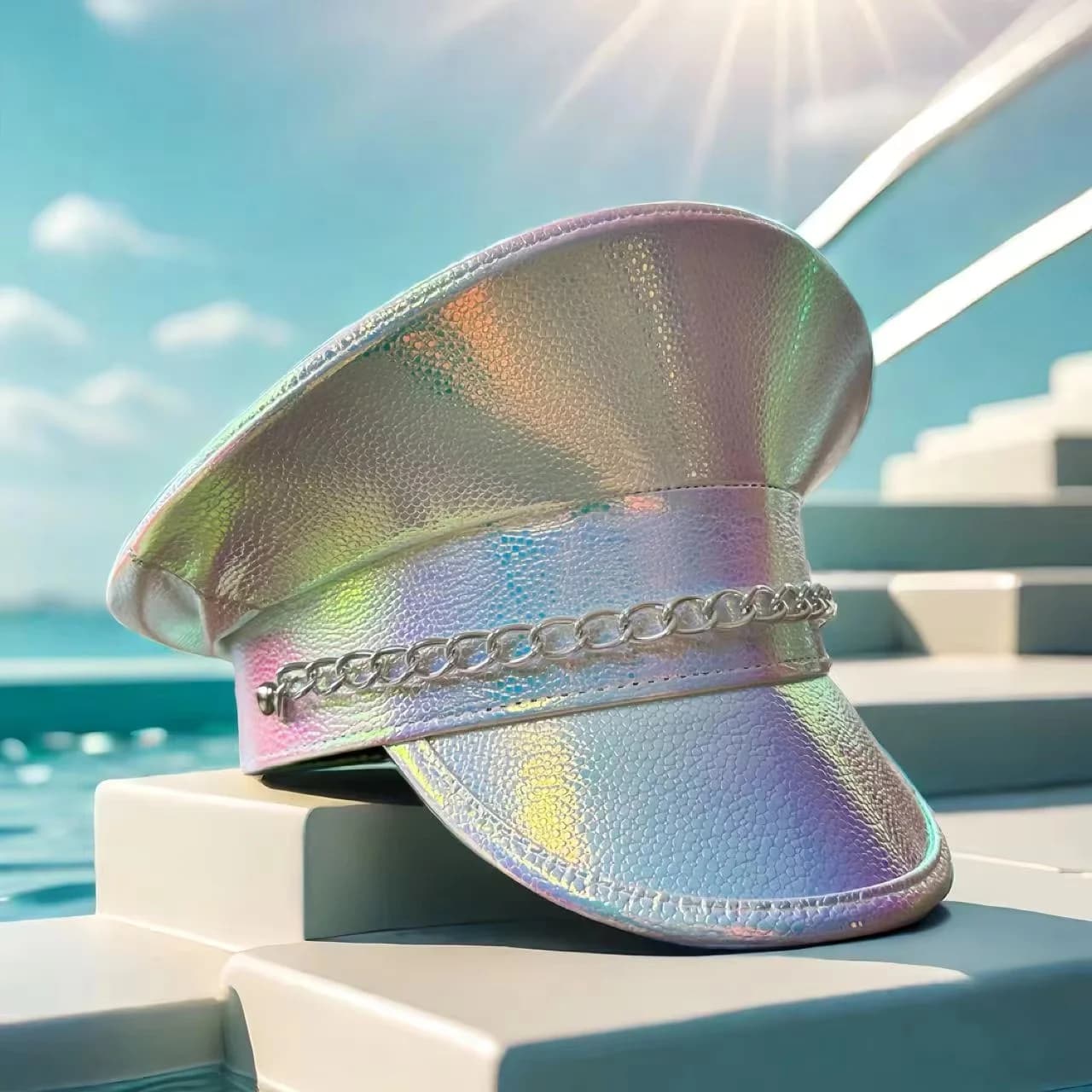 HongLuan noir Laser Steampunk militaire Goth capitaine chapeau, Burningman Festival femme, casquette