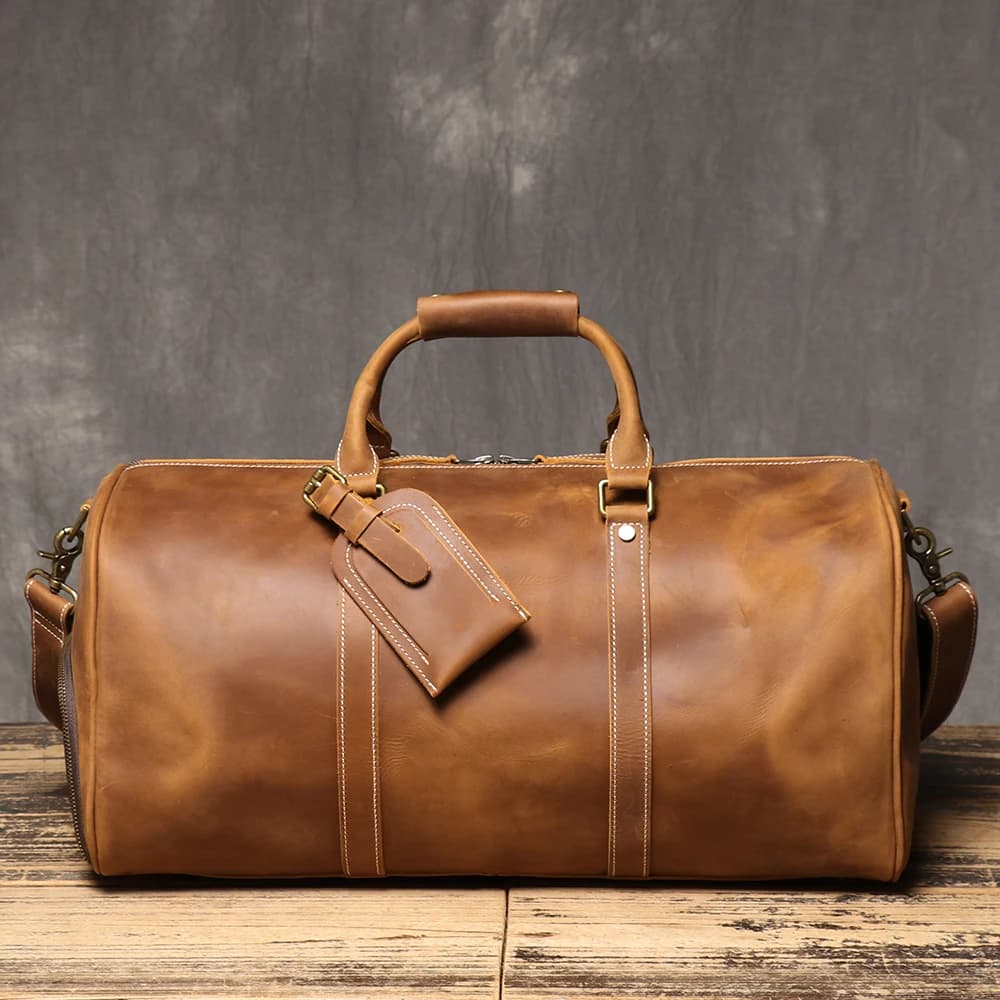 Sac à main en cuir de vachette première couche pour hommes, sac à bandoulière de grande capacité en 