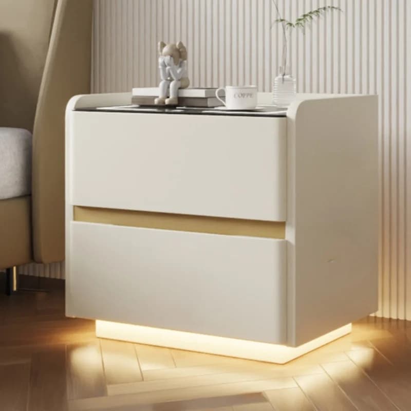 Table de chevet intelligente en bois massif, avec chargement sans fil, Style moderne, 2 tiroirs, ave