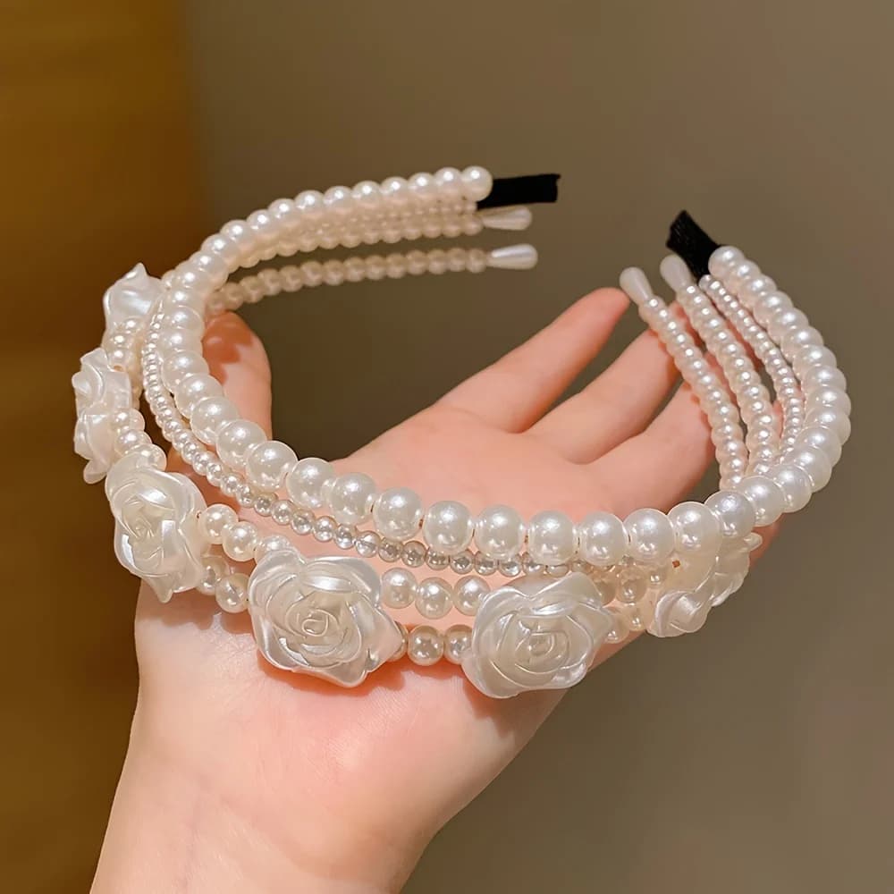 1/2 pièces de bandeaux de perles d'imitation pour filles mignonnes qui ne fait pas mal aux cheveux, 