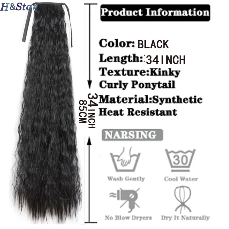 H & STAR-Extensions capillaires synthétiques, 34 pouces, postiche afro longue, crépue, bouclée, queu