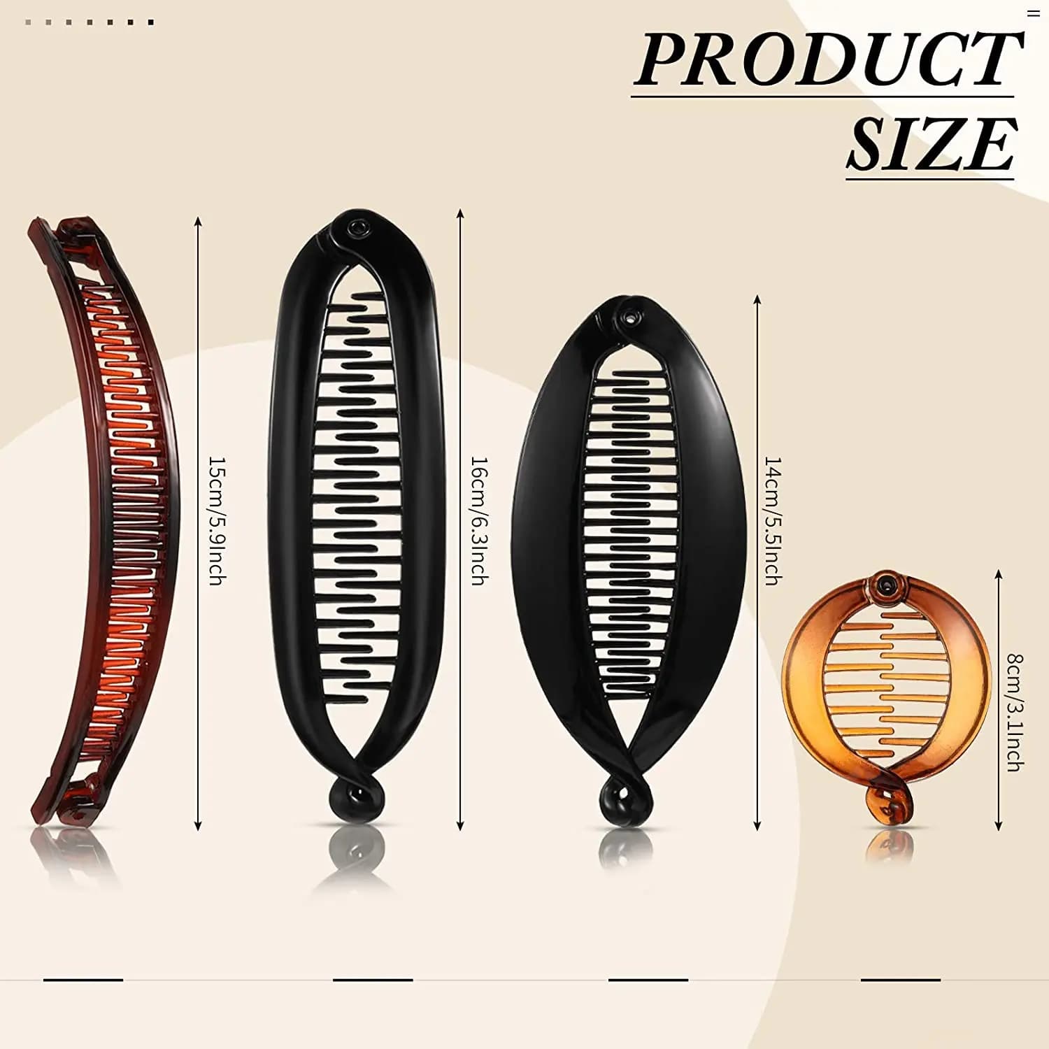 12 pièces pinces à cheveux banane peignes classiques grand Double peigne pince à cheveux queue de po