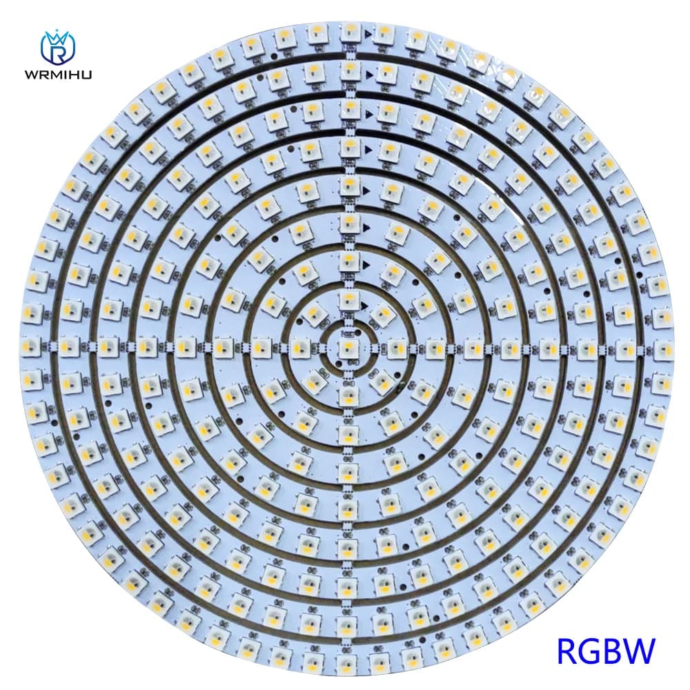 DC5V WS2812B bricolage RGB RGBW RGBWW 8 à 241led Module rond SK6812 SMD5050 pilote intégré noir blan