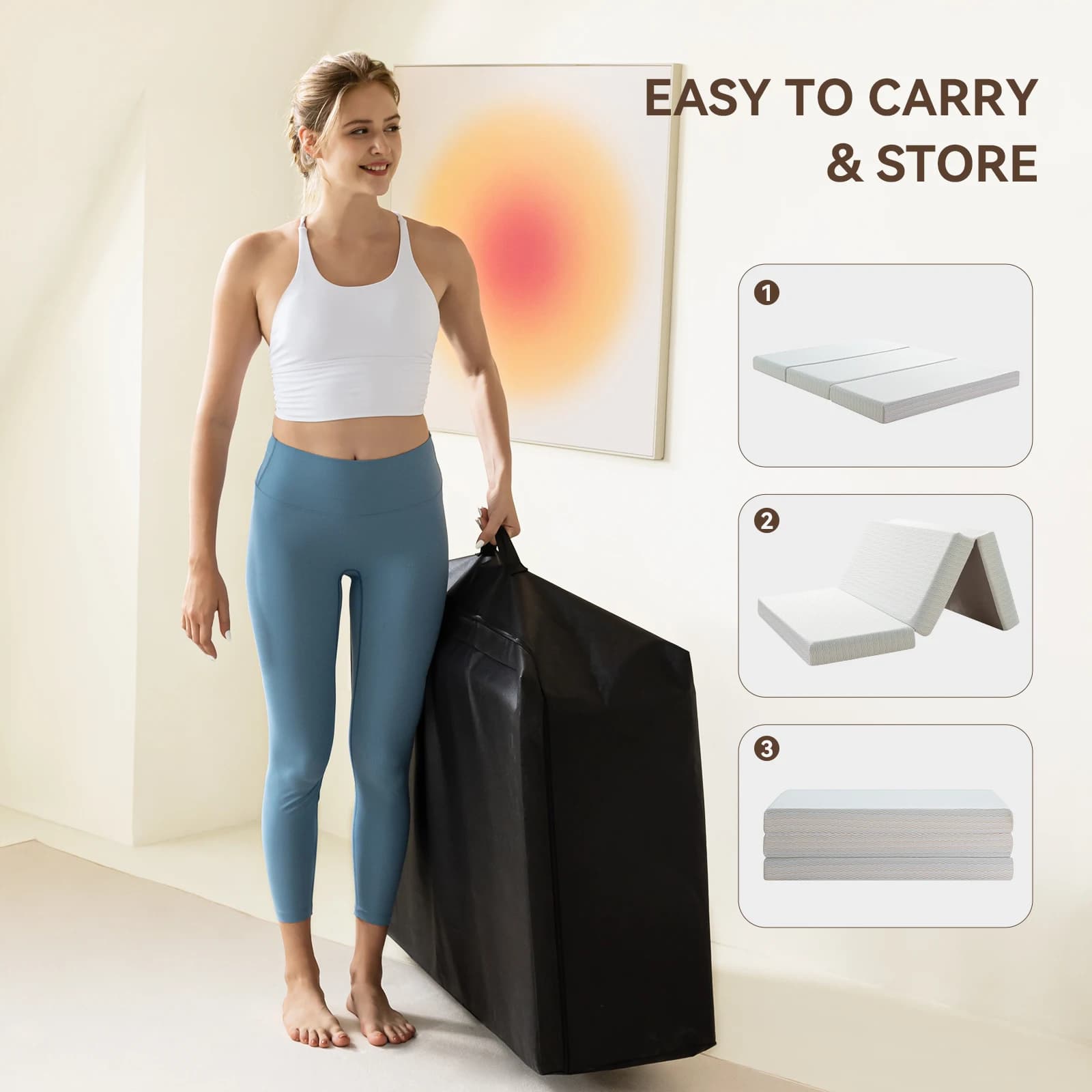 Hcore-Matelas en mousse à mémoire de forme Leicfold, 6 pouces, avec sac de rangement, entièrement pl